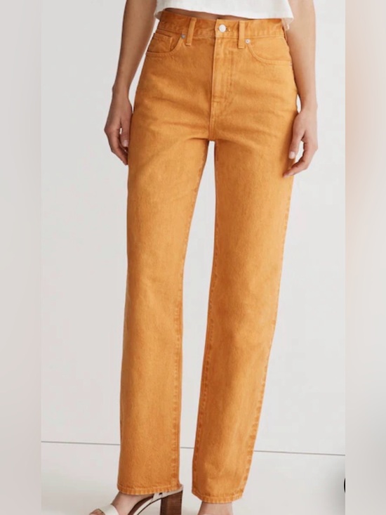 Madewell Denim - Madewell Baggy Straight-Leg Jeans Garment Dyed Orange size 27 EUC